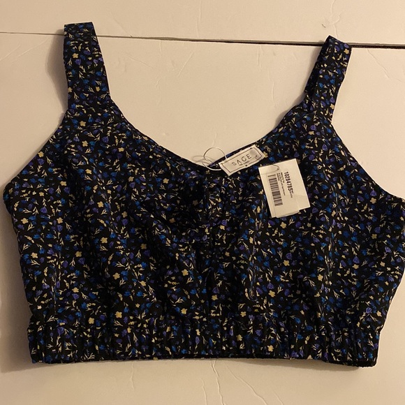 FLORAL TIE FRONT CROP TOP - Picture 3 of 6